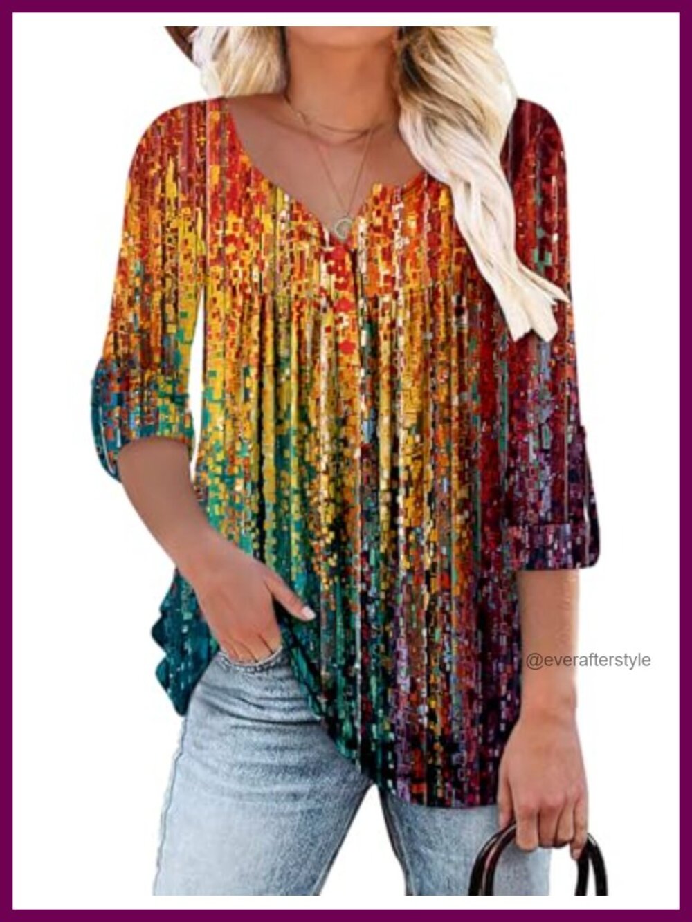 Womens Floral Tunic Top Long Sleeve V Neck Ruffle Blouse Loose Fit Casual